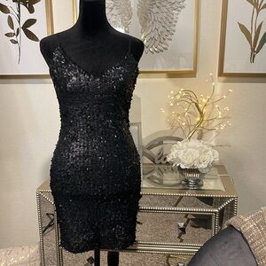 Eight Sixty Sequin Black Cocktail Dress Size S